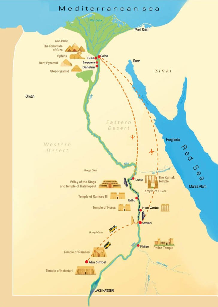 Egypt Undiscovered 10 DAYS Map Egypt Undiscovered 10 DAYS Map