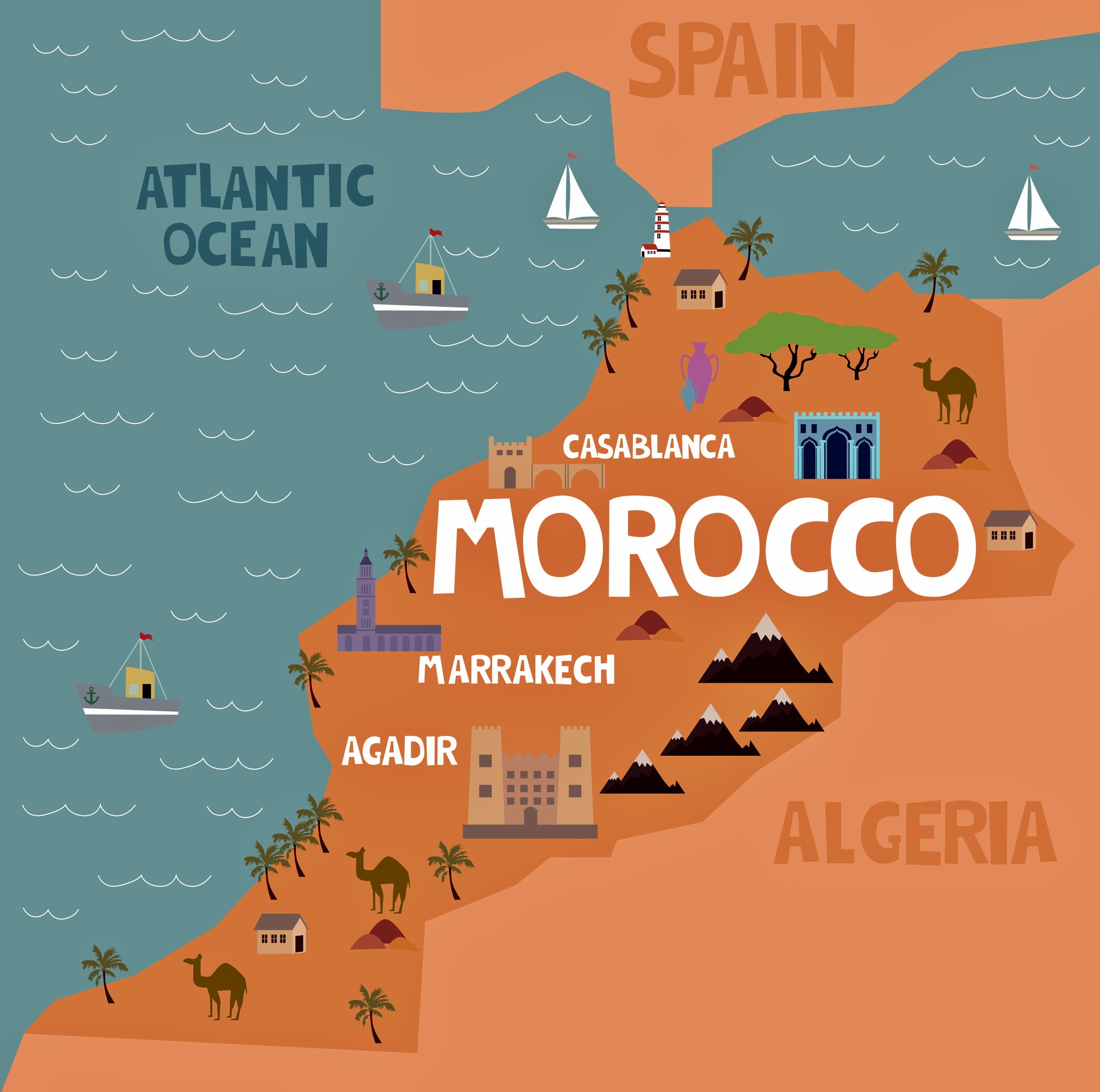 Morocco Tours in all its colors Map Morocco Tours in all its colors Map